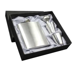 7oz Stainless Steel Hip Flask With Funnel Cups Mini Flagon Set Gift Box