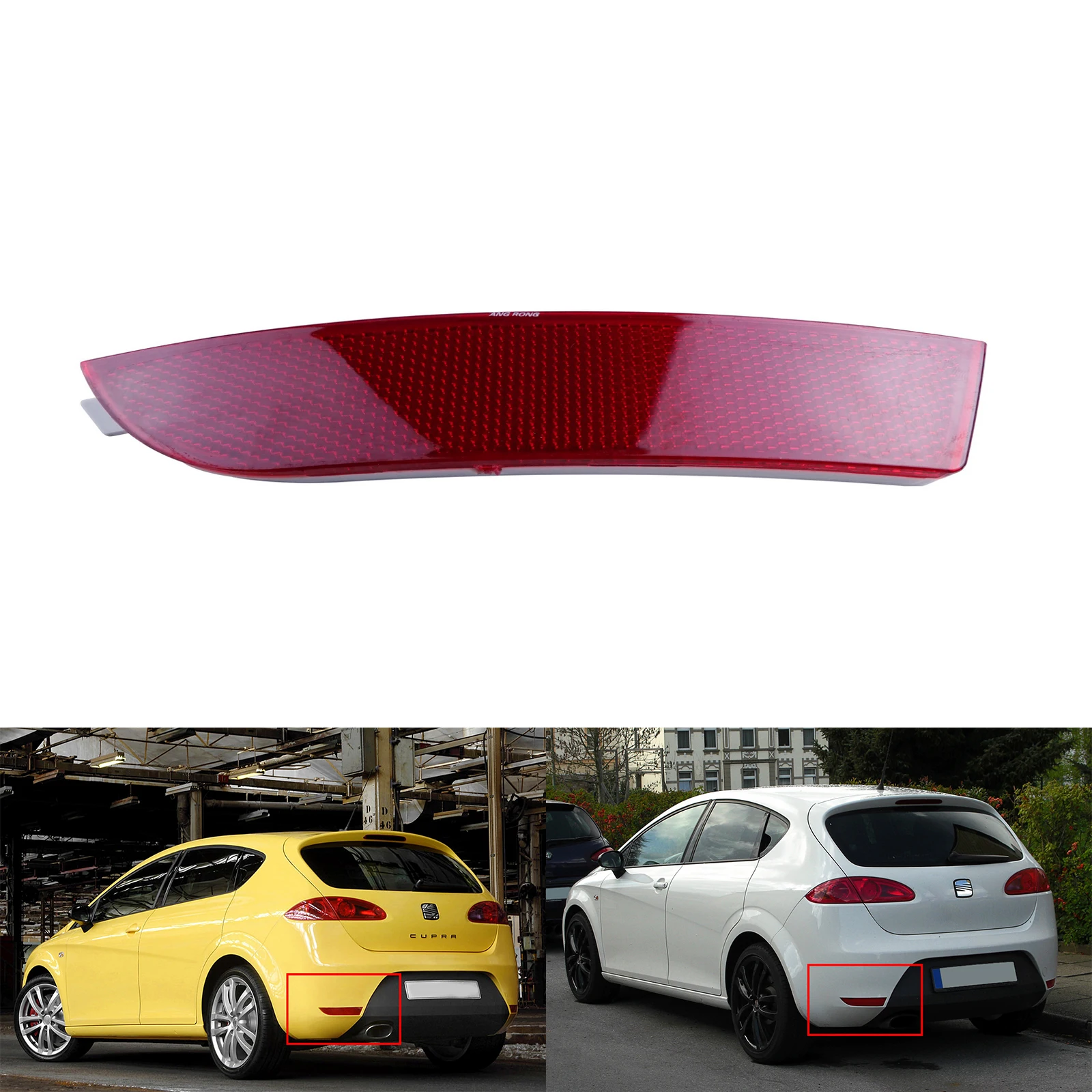 ANGRONG 1x Penutup Lensa Merah Reflektor Bumper Belakang Kiri N/S Untuk Kursi Leon FR / Cupra 2005-2012