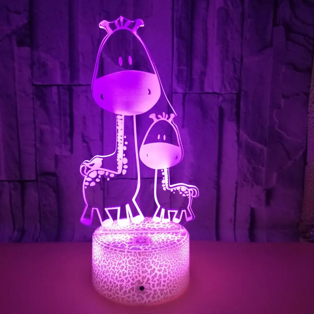 3D LED Night Light Puzzle Giraffe Deer with 7 Colors Light for Home Decoration Lamp Amazing Visualization Optical Illusion