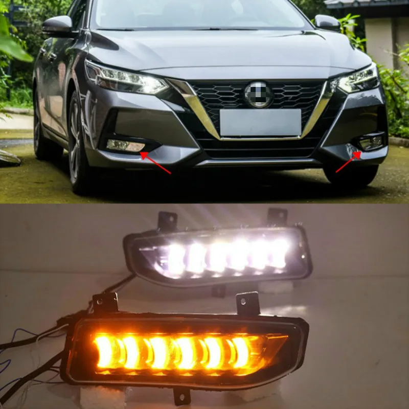 2Pcs LED Daytime Running Light Car Accessories Waterproof 12V DRL Fog Lamp Decoration For Nissan Sentra Sylphy 2019 2020