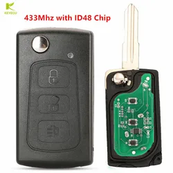 KEYECU Chiave telecomando di ricambio Flip 3 pulsanti FOB 434Mhz con chip ID48 per Great Wall Hover h3 h5 GWM Haval H3 H5 Steed