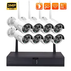 8CH WIFI IP Camera Video Surveillance System 3MP Outdoor Audio Face Detection Waterproof Outdoor Security Cameras CCTV NVR Kit ﻿