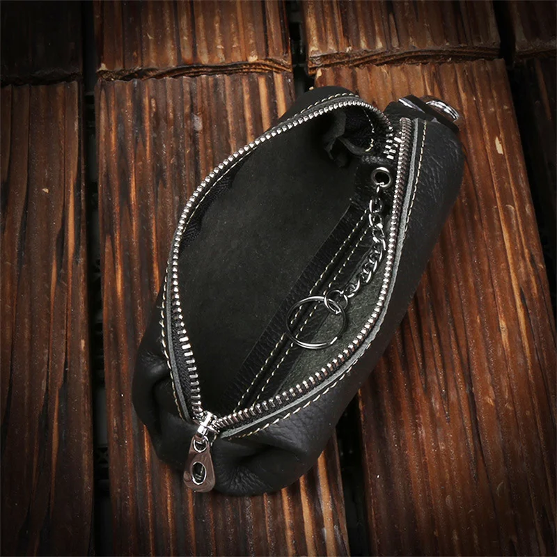 Key Bag Fashion Genuine Cow Leather Men Women Key Holder Top Quality Small Business Keys Case Women Housekeepers Purse Walllet