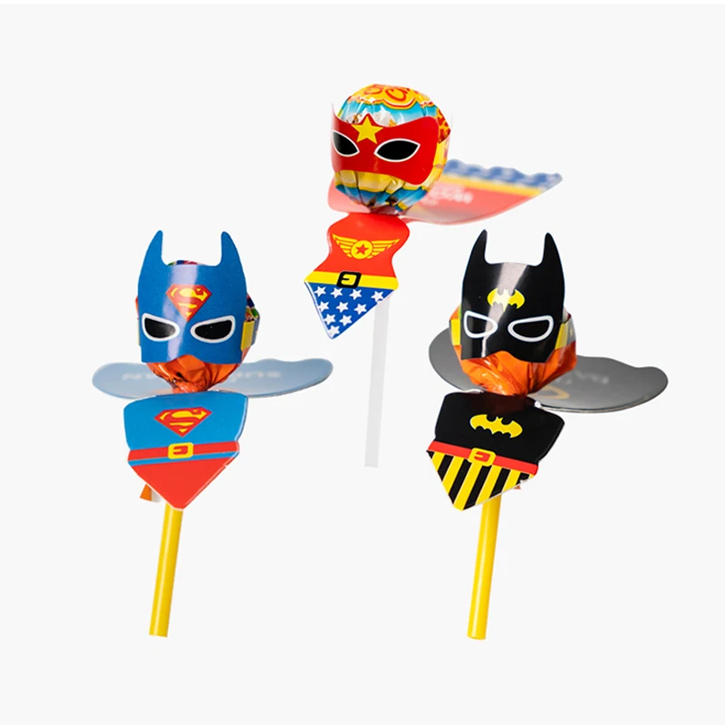 12Pcs DIY Lollipop Decoration Card Anime Decor Lollipop Card Kindergarten Party Favors Boy Birthday Hero Decoration S00555