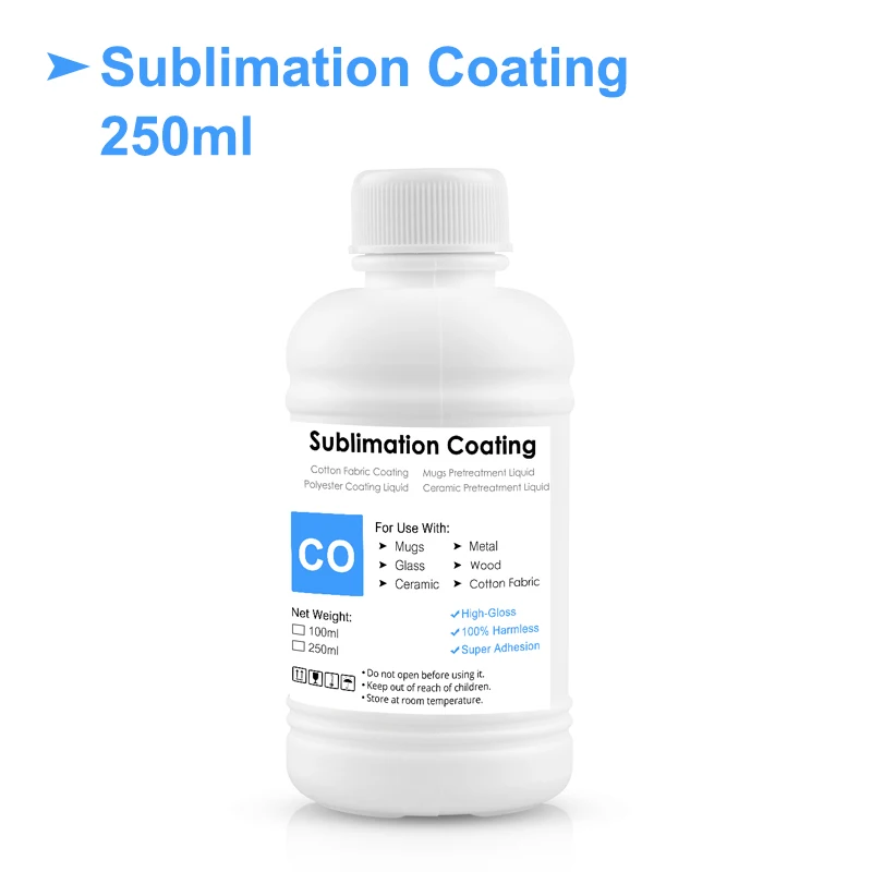 250ML Universal Sublimation Coating Pretreatment Liquid Coating Fluid For Mug Glass Ceramic Wood Crystal Metal Acrylic PVC Stone