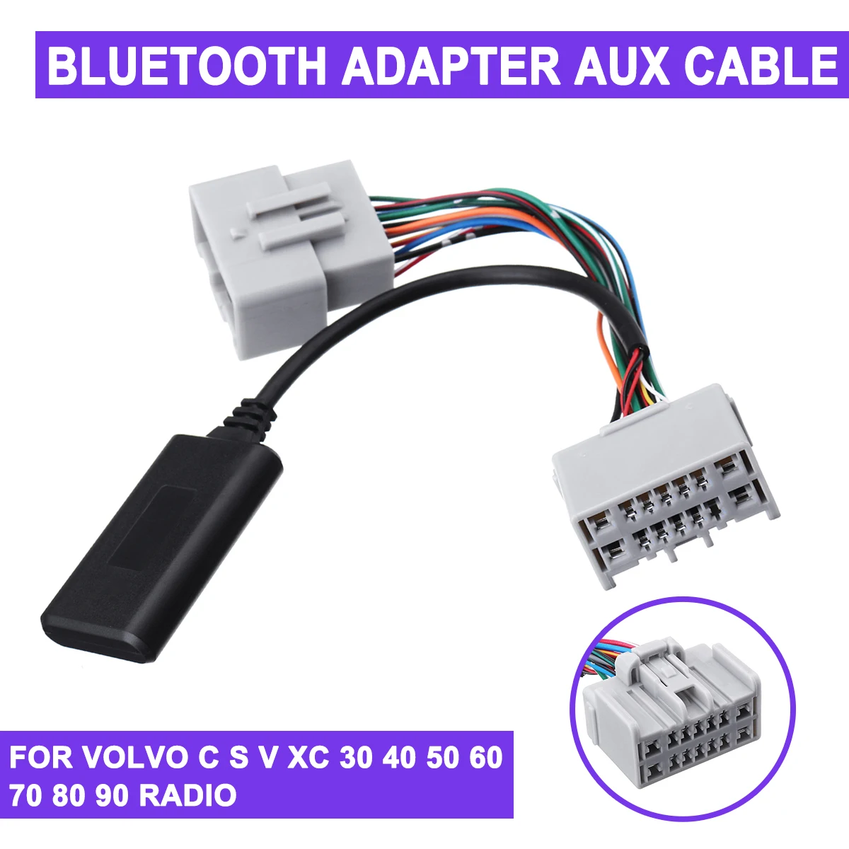 

bluetooth Aux Adapter Cable For VOLVO C S V XC 30 40 50 60 70 80 90 Car Radio CarsElectronics Accessories For bluetooth aux