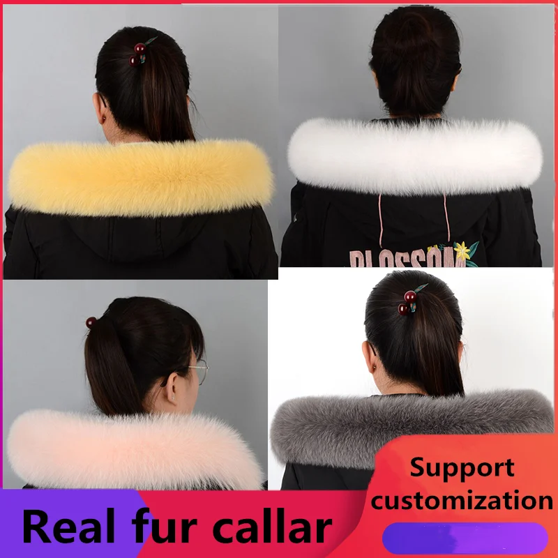 

True fox collar 100% natural fox skin scarf multi color fox skin winter warm scarf men's and women's common coat accessories