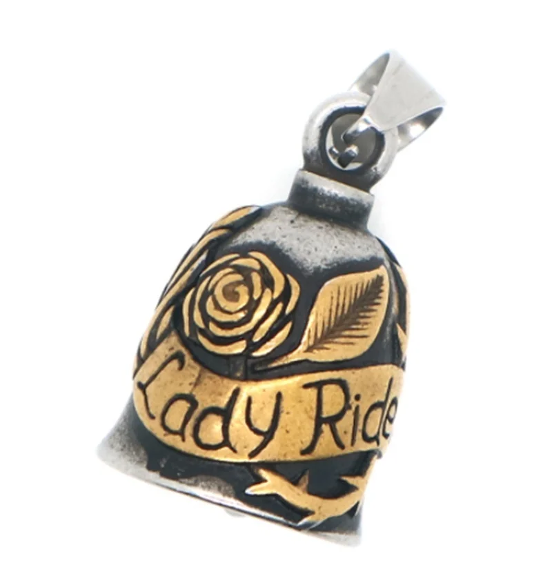 Unisex Cool Motorcycle Lady Rider Rose Matt Bell Vintage Pendant Necklace