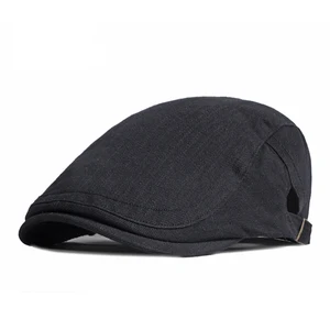 Chapéu de boina de verão primavera para homens algodão cinza preto sólido flat peaked herringbone cap mulheres ao ar livre sol hera chapéu retro newsboy cap 10 principais vendas touca cinza masculina - №10