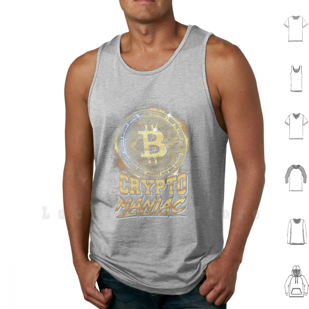 Crypto Maniac Tank Tops Vest Sleeveless Steveowbridge Bitcoin Crypto Cryptocurrency Maniac Cryptomaniac Usi Xtreme