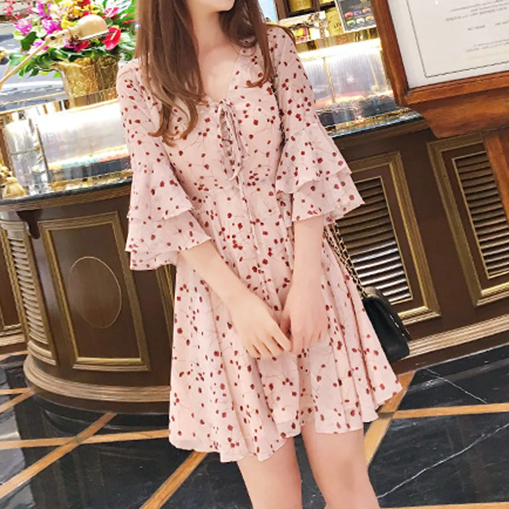 2021 Korean Summer Sundress Fashion Women Dress Floral Vintage Short Beach Holiday Floral Retro Dress Vestoido De Mujer