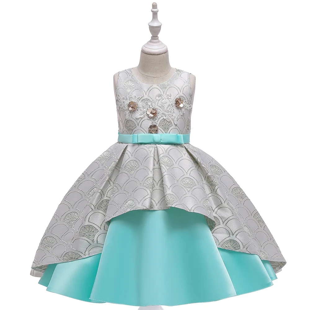 

2021 New Girl Dress Satin Tihua Princess Skirt Flower Children's Wedding Pompeid Dress Skirt