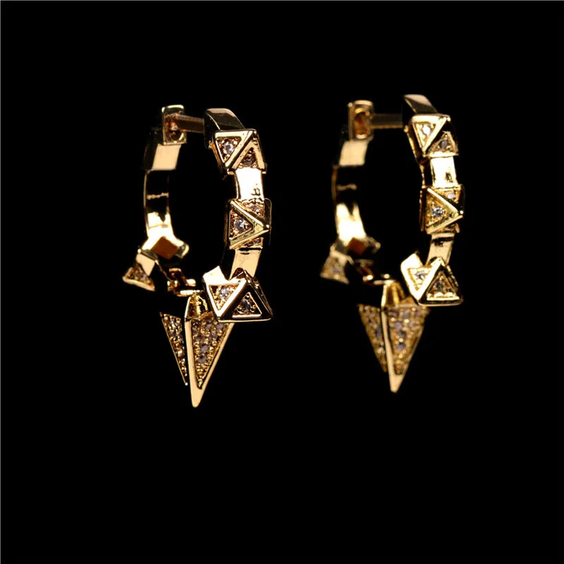 Liemjee Wholesale Geometric Inlaid Zircon Rivet Earrings Stylish Hip Hop Jewelry For Women Feature Namour Charm Gift All Seasons