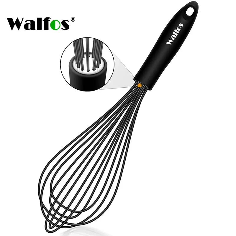 Walfos Silicone Whisk Stainless Steel Wire Whisk - Heat Resistant Kitchen Whisks For Non-Stick  Egg Foamer Stirrer Kitchen Tool