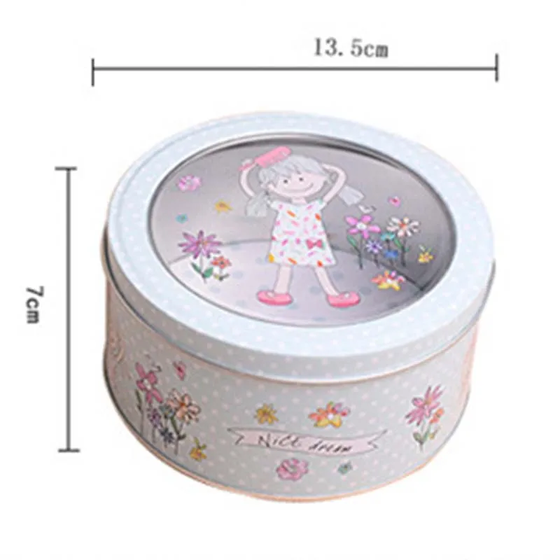 Creative Transparent Sunroof Film Tin Box Medium Floral Round Cookie Gift Box Tea Candy Jewelry Seasoning Storage Box