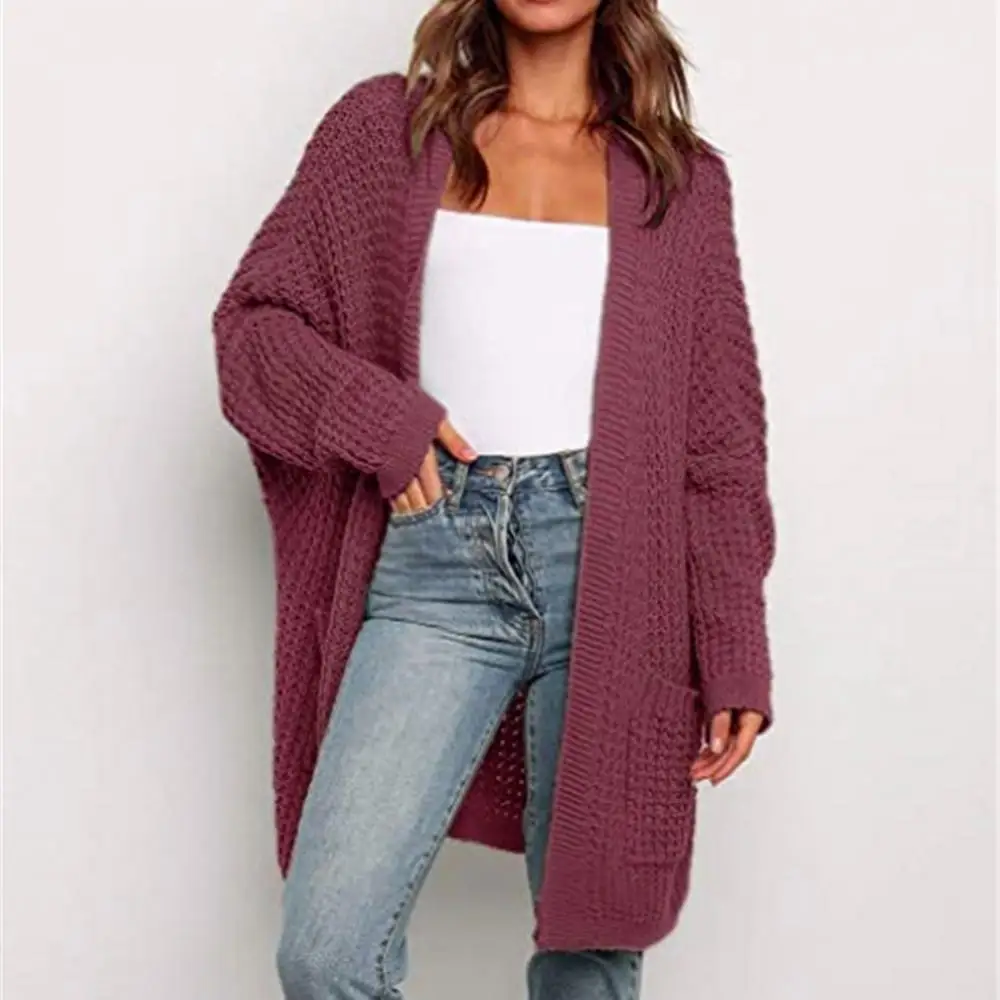 65% Dropshipping!!Trendy Fashion Knit Cardigan Women\'s Jacket Solid Color Loose Large Size Cardigan Sweater