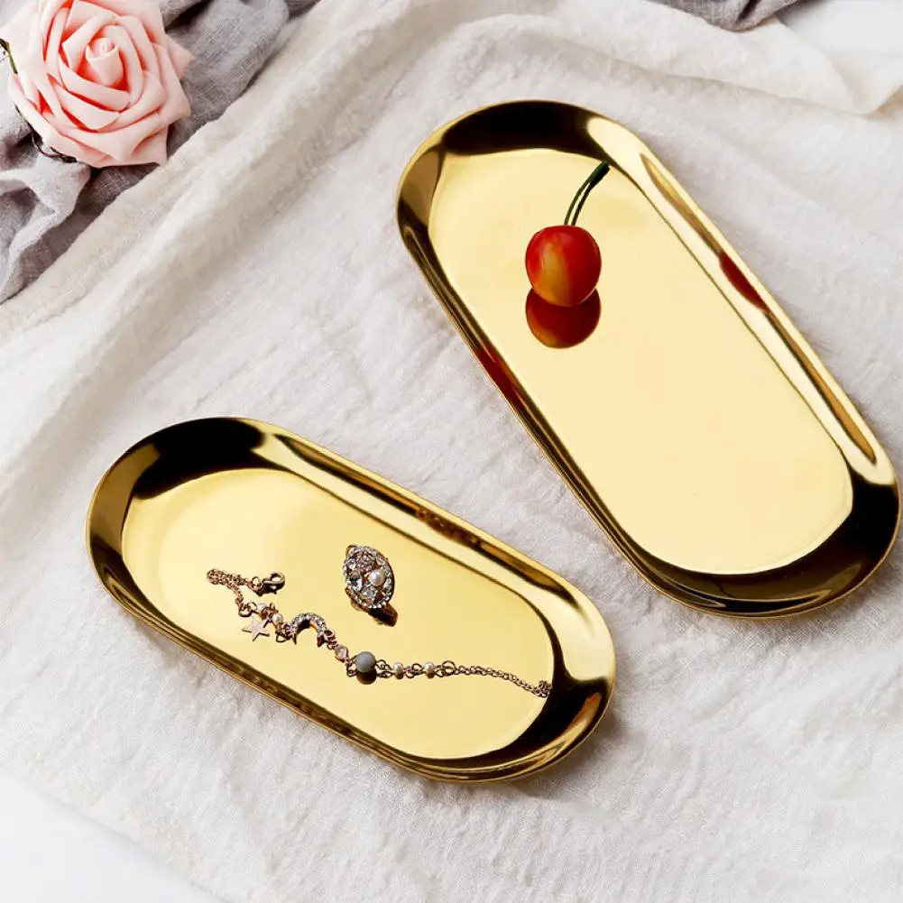 Serving Trays Wide Application Multi-function Stainless Steel Rust Resistant Cosmetics Jewelry Organizer for Home