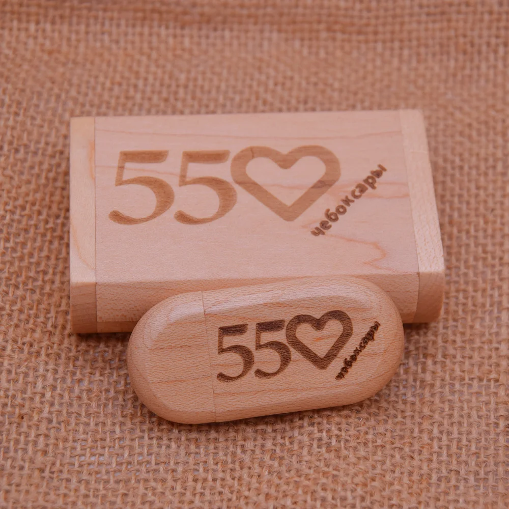 Wooden + Box USB Flash Drive 3.0 Personal LOGO  High Speed Pen Drive 8GB 16GB 32GB Pendrive with Keychain U Disk Gifts Wedding