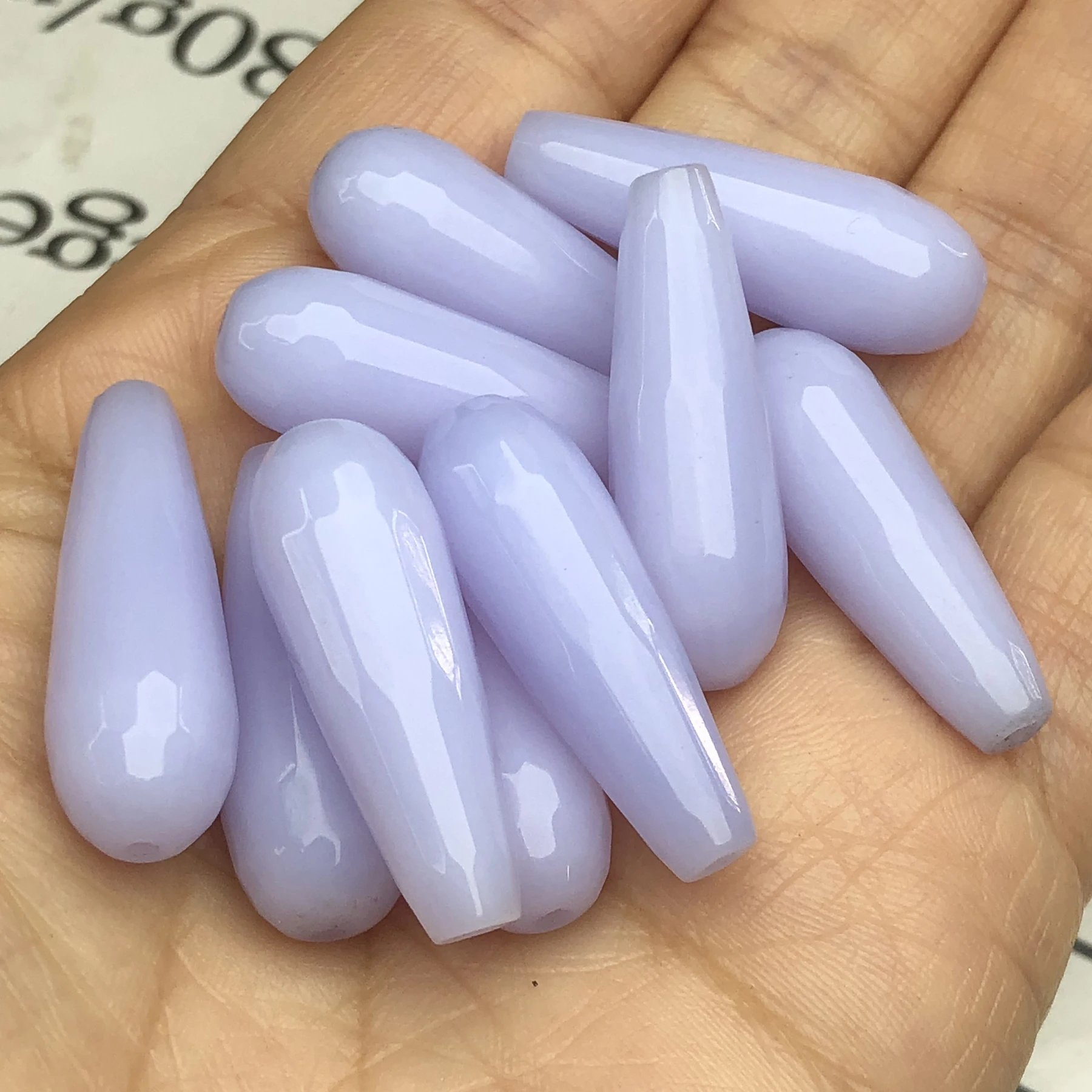10x30mm Natural Water Drop Faceted Purple Chalcedony Jades Stone Loose Spacer Beads For Jewelry Making Diy Bracelet Earrings