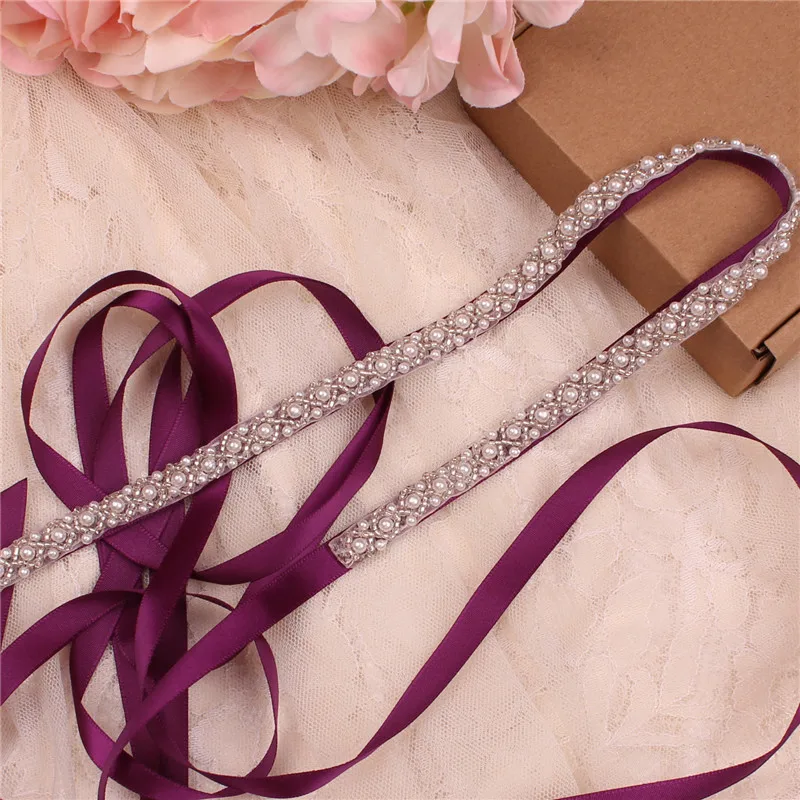 Kryształowy pas ślubny ze wstążkami, ręcznie robiony srebrne wesele pasek, pasek pacjenta do wieczór weselny sukienek