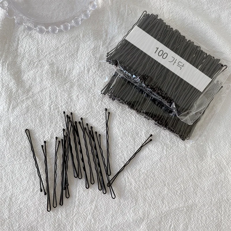 100Pcs Women Basic Black Metal Hairpin Invisible Styling Hair Grip Salon Make Up Hair Accessories Simple Hair Clip For Girls