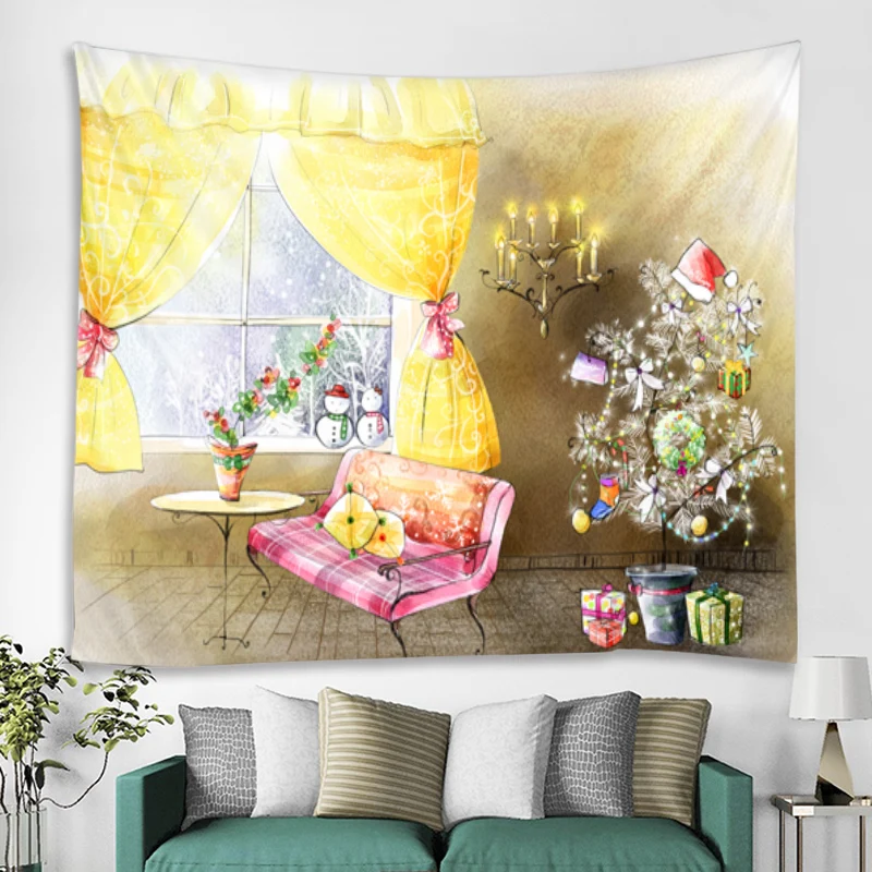 

Snowman Christmas Day Party Tapestry Art Deco Blanket Curtain Hanging Home Bedroom Living Room Decoration