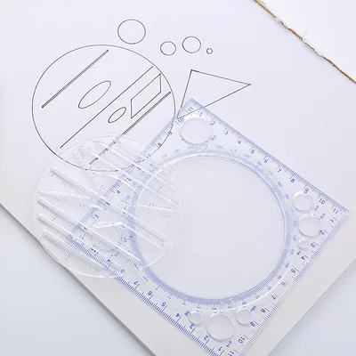 Color random rotation drawing ruler triangle plate protractor geometric function set ruler parallel ellipse ruler