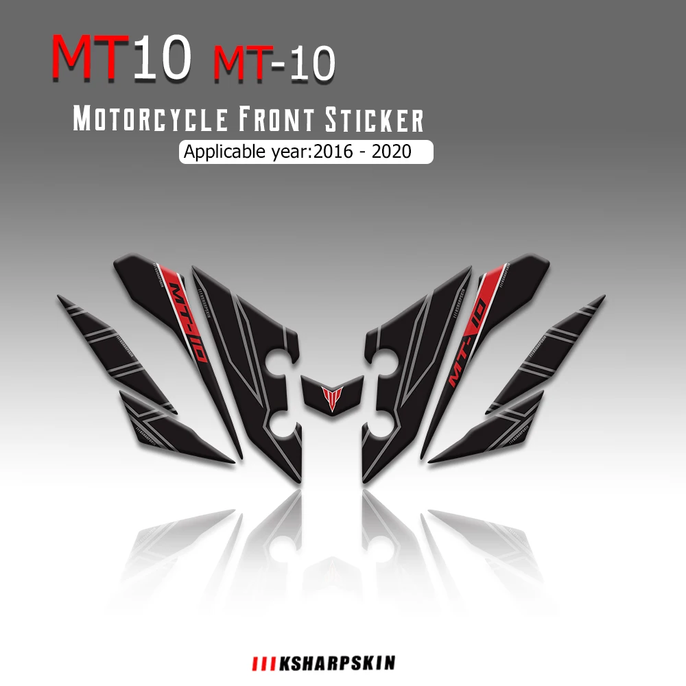 

For Yamaha MT10 MT-10 2016-2020 mt 10 Motorcycle Front Fairing Sticker 3D Gel Protector Number Board moto decals Moto stickers