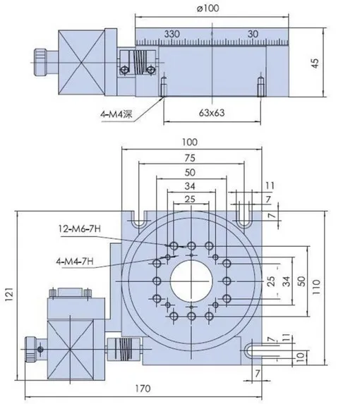 電動回転機光学回転プラットフォーム電動回転ステージ 100 ミリメートルベアリングスケール PX110-100 Y