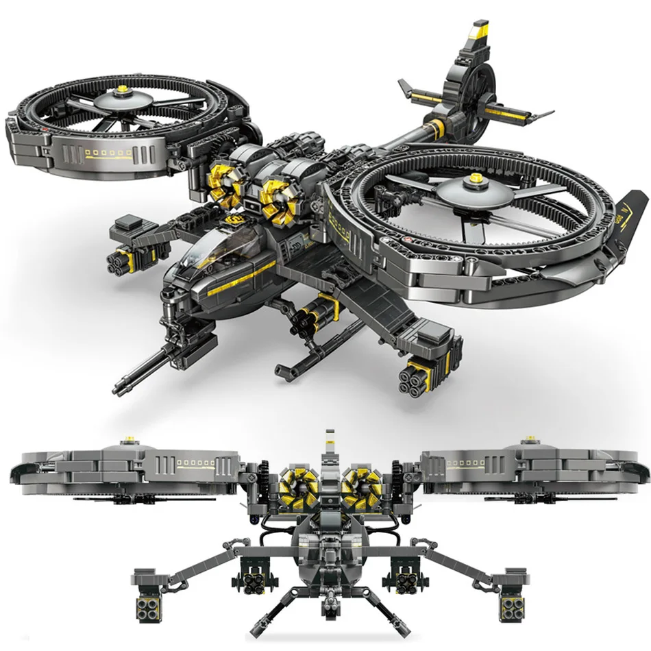 

1093PCS High-tec Ghost Helicopters Building Blocks Airplane Military City Plane Fighter Bricks City Construction Children Toys