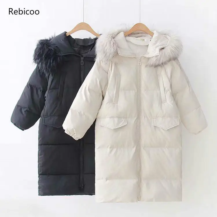 

Hooded Loose Fur Collar Down Jacket Puffer Jacket Kawaii Korean Harajuku Coat Women Women's Winter Jacket Winter Coat Women