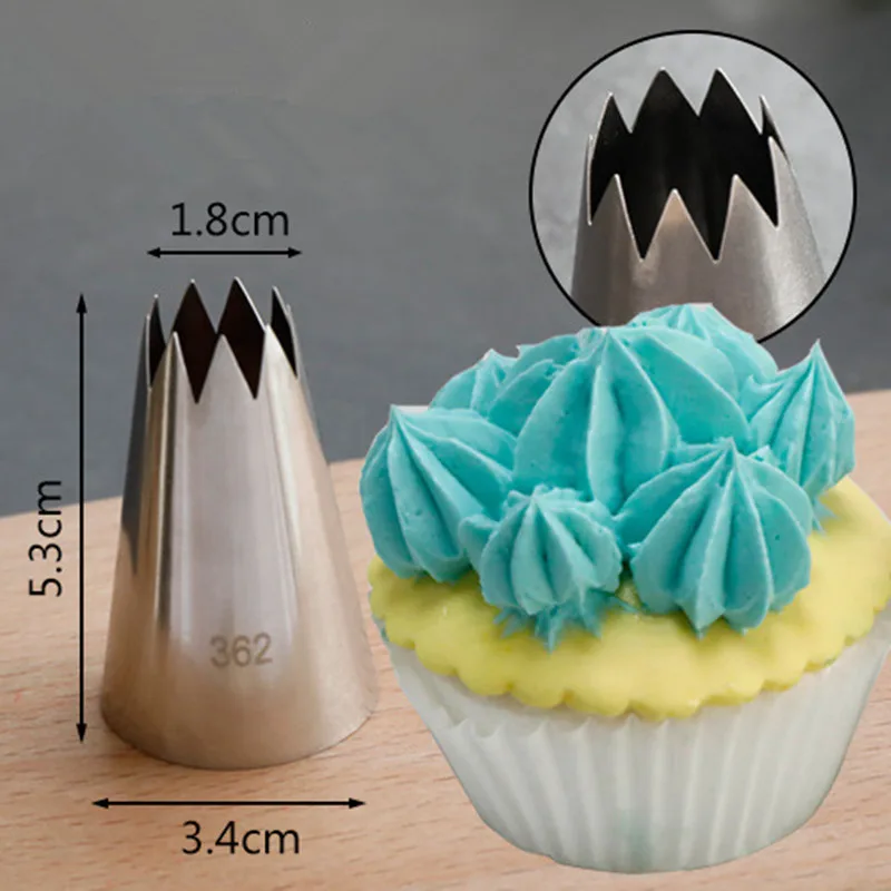 1PCS Large Size Open Star Stainless Steel Icing Piping Nozzles Fondant Cake Decorating Pastry Sets Tools Bakeware 9 Teeth #362