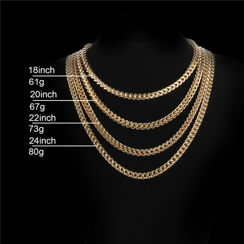 3mm/6mm Hip Hop Gold Silver Color Stainless Steel Franco Link Chain Necklace For Men Rapper Jewelry