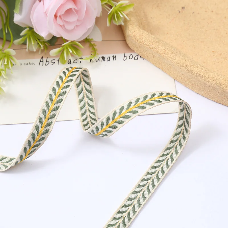 3 YARD 14MM Colorful Small Korean Leafs Children\'s Clothing Accessories Embroidered Ribbon HANDMADE Lace