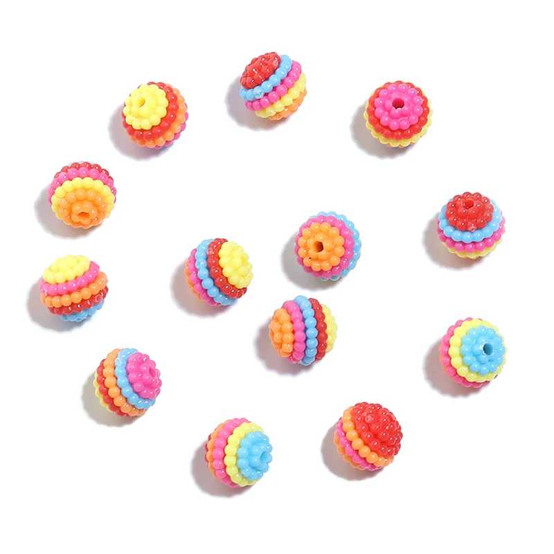 50pcs ABS Plastic Multi-color 10mm Bayberry Loose Bead with 1.6mm Hole For DIY Jewelry Making Bracelet Accessories