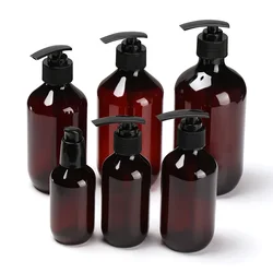 100ML-500ML Brown Transparent Hand Sanitizer Bottle Liquid Refillable Lotion Liquid Bottling Shampoo Lotion Shower Gel Bottles