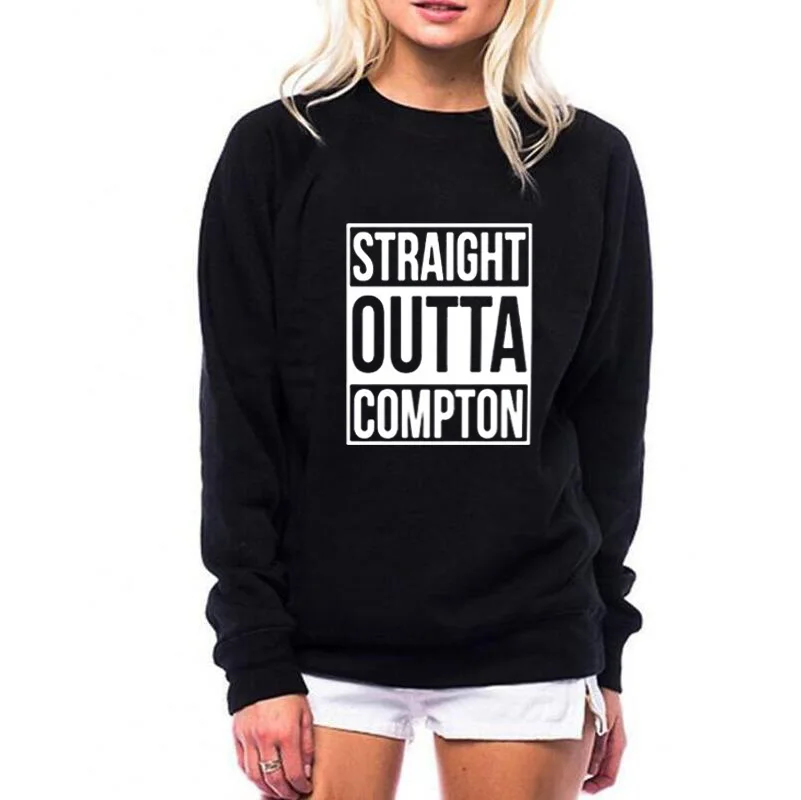 

O-neck Letters Print Sweatshirt Women Autumn Casual Hoodies Tracksuit Women Straight Outta Compton Europe PopRap Style