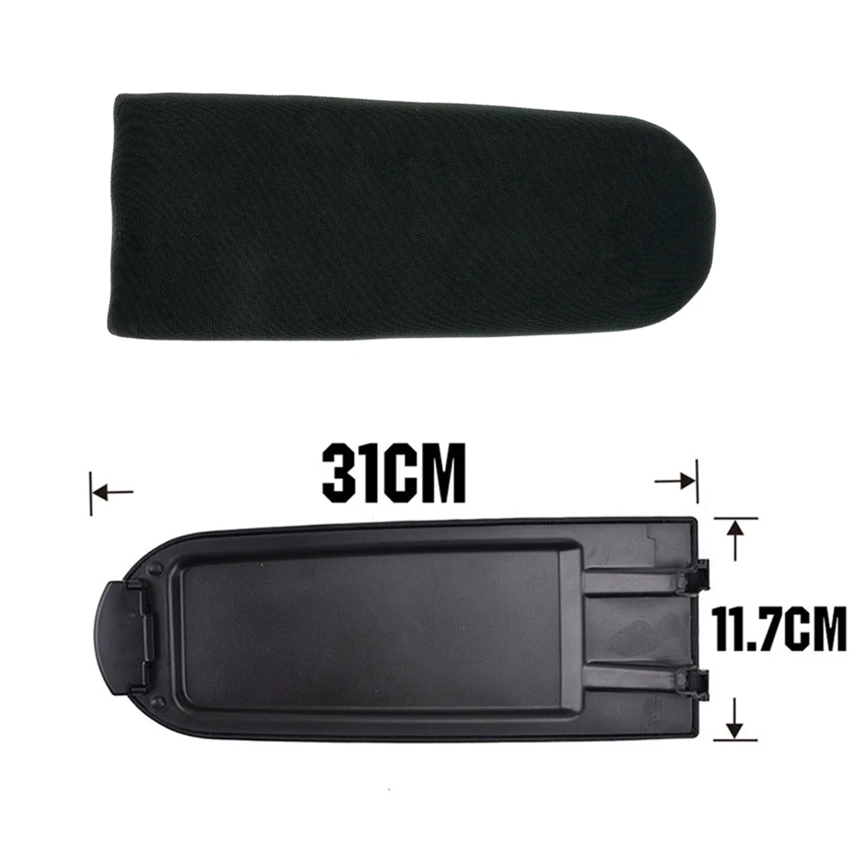 Copertura del fermo del bracciolo in tessuto morbido nero per Seat Ibiza 6J Console centrale bracciolo scatola di immagazzinaggio coperchio