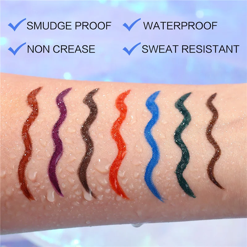UCANBE 7pcs/lot Liquid Eyeliner Virbant Metallic Shimmer Eyeliner Pen Waterproof Glitter Eye Liner Colored Women Eye Makeup