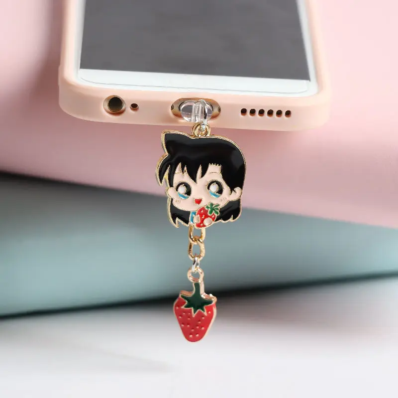 Conan Anime Dust Plug Charm Kawaii Type C Charging Port For iPhone  3.5mm Earphone Jack Plug Stopper Couple Phone Pendant