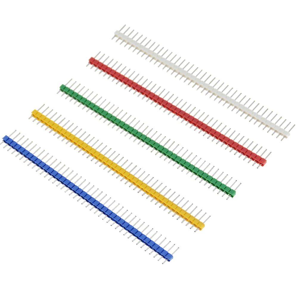 10PCS 3A Pin Connector Male 2.54mm Pitch Pin Header Strip Single Row 40 pin Connector Kit for PCB board  40Pin 1x40P Breakable