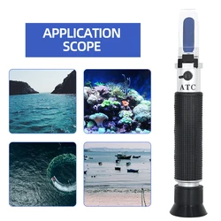 3 in 1 Handheld 0-10% Salinity Refractometer ATC Automatic Salt Tester 1.000-1.070SG Salt Seawater Salinometer for Aquarium Pool