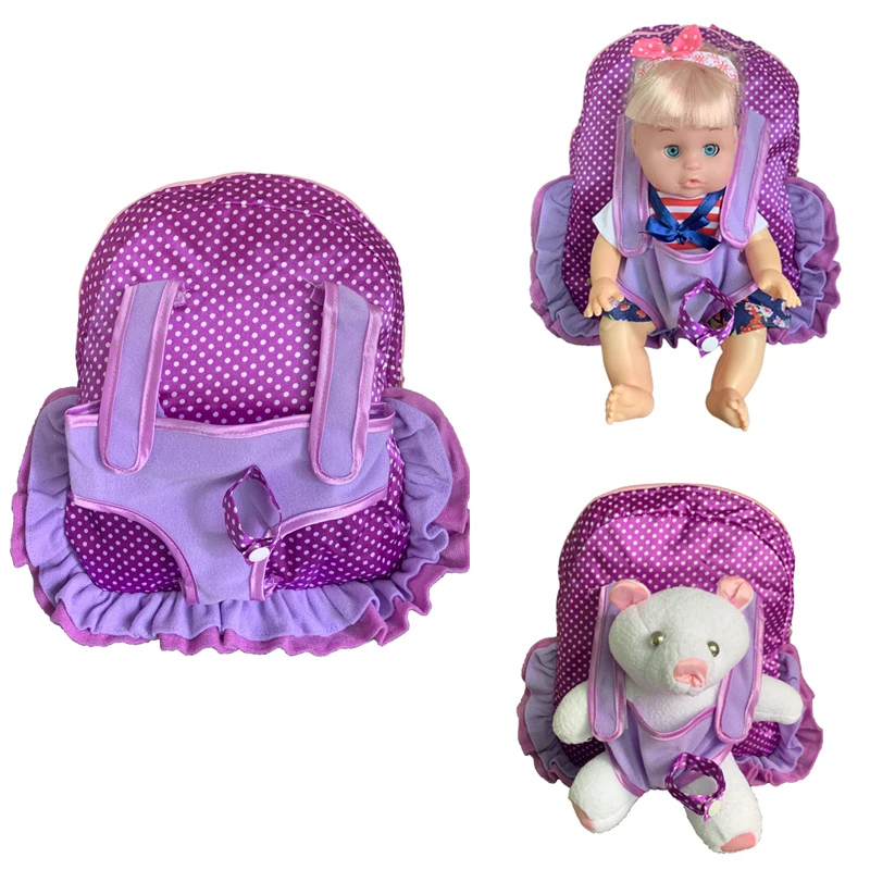 Purple Outgoing Packets Outdoor Carrying Doll Backpack Suitable For 35 Cm 13 Inch Our Generation Girl'S Baby Doll Accessories