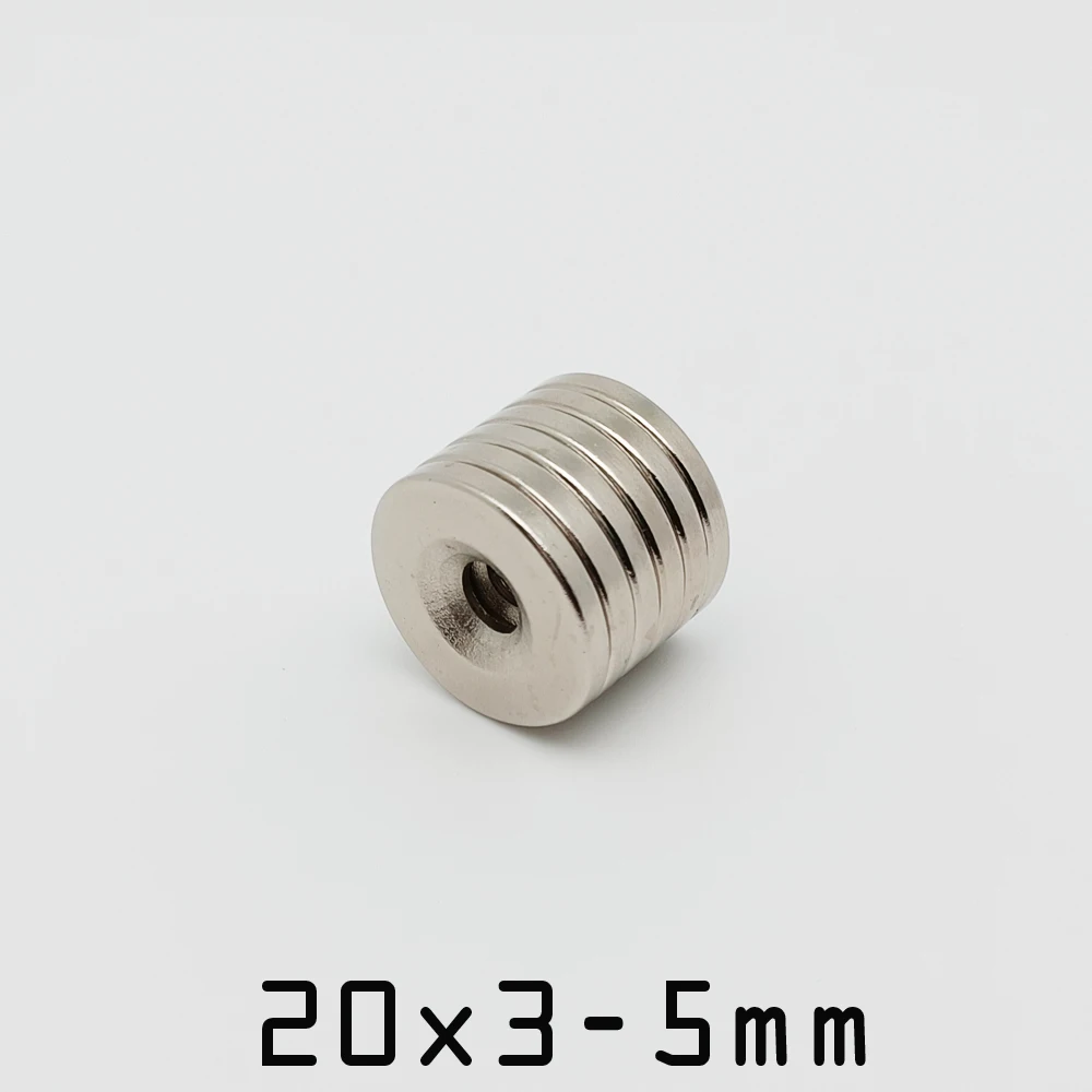 10/50/100pcs 20x3-5 mm N35 Strong Magnets 20*3 mm Hole 5mm Countersunk Neodymium Magnet  Permanent NdFeB Magnetic 20*3-5mm