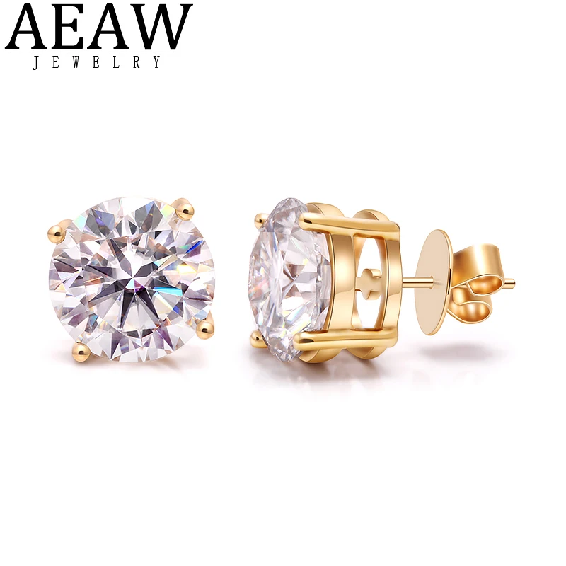 

AEAW EF VVS1 Round Cut Total 10ctw Diamond Test Passed Moissanite solid 14K Gold or 925 Silver Earring Jewelry Girlfriend Gift