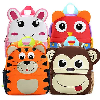 Kids Baby Backpack Cartoon Animal Pig Dog Rabbit Tiger Sheep Monkey Plush Backpack Children 3D Kindergarten School Bag 1-7Y