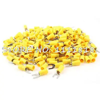 500 Pcs Pre Insulated Fork Type Wiring Terminals for #10 Stud AWG 12-10 Wire