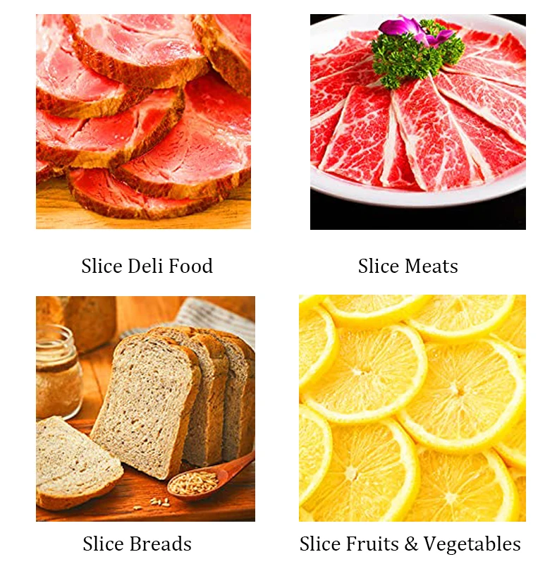 Affettatrice elettrica per carne in acciaio inossidabile taglierina regolabile per alimenti Deli frutta verdura bistecca di manzo pane salsiccia affettatrice di prosciutto
