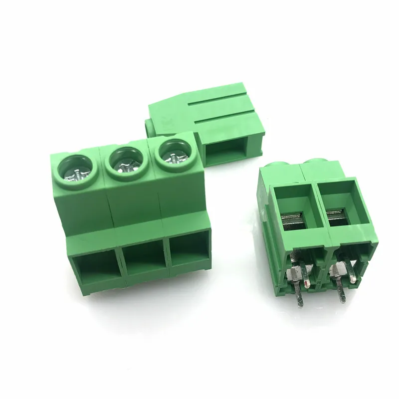 Terminal de Parafuso de Passo 50 Peças 10.16 mm Conector de Pinos Pinos Pernas Retas Kf136ht Cobre Verde Pcb Terminais Blocos