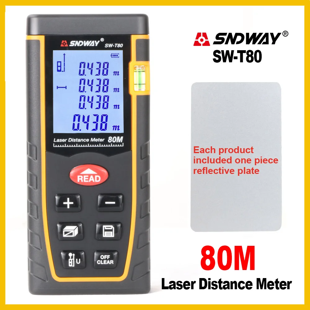 SNDWAY Rangefinder Laser Distance Meter Range Hand Tool Device Finder Electronic T40/T60/T80/T100